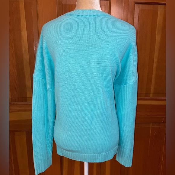 Mint Blue Neck Knit Sweater. - Picture 12 of 16